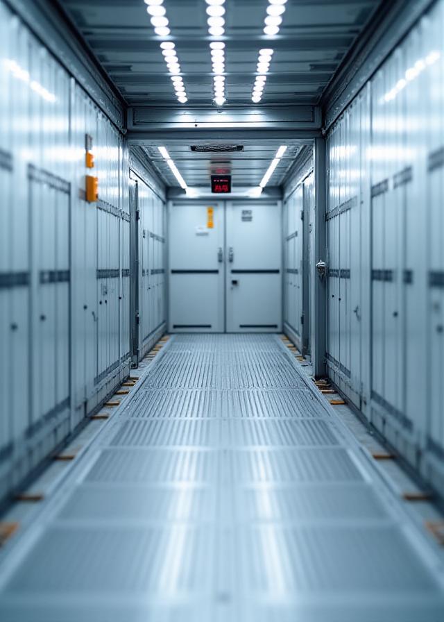 Interior of a modern refrigerated trailer with logistics sensors